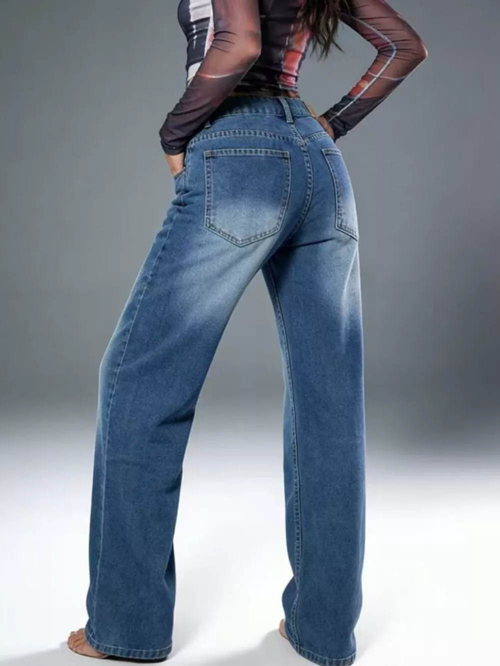 Vintage Wash Wide Leg Jeans, image 10