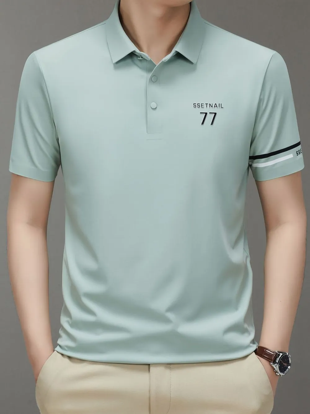 Men's Plus Size Button Detail Short Sleeve Polo, image 3