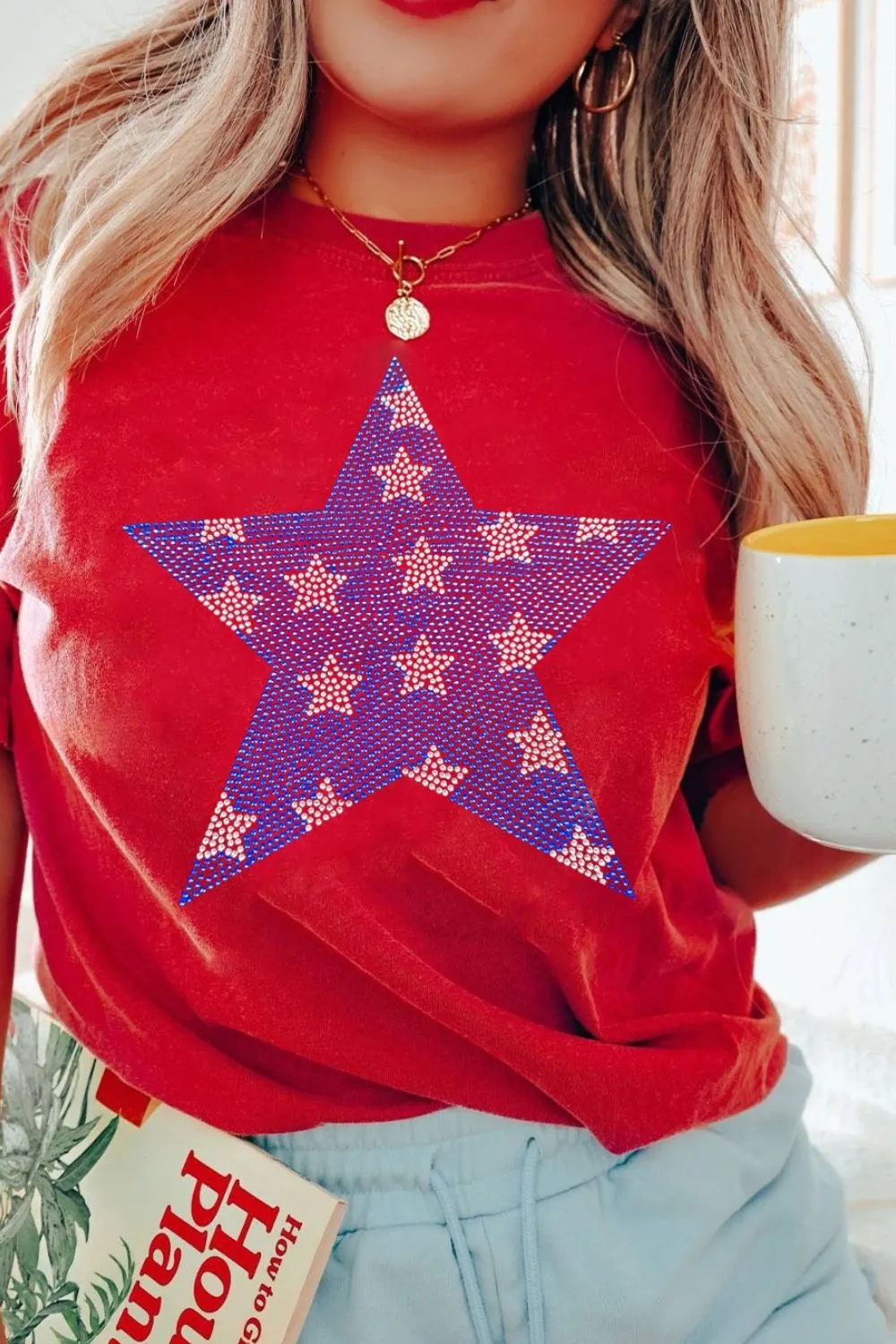 Patriotic Star Round Neck T-Shirt, image 3