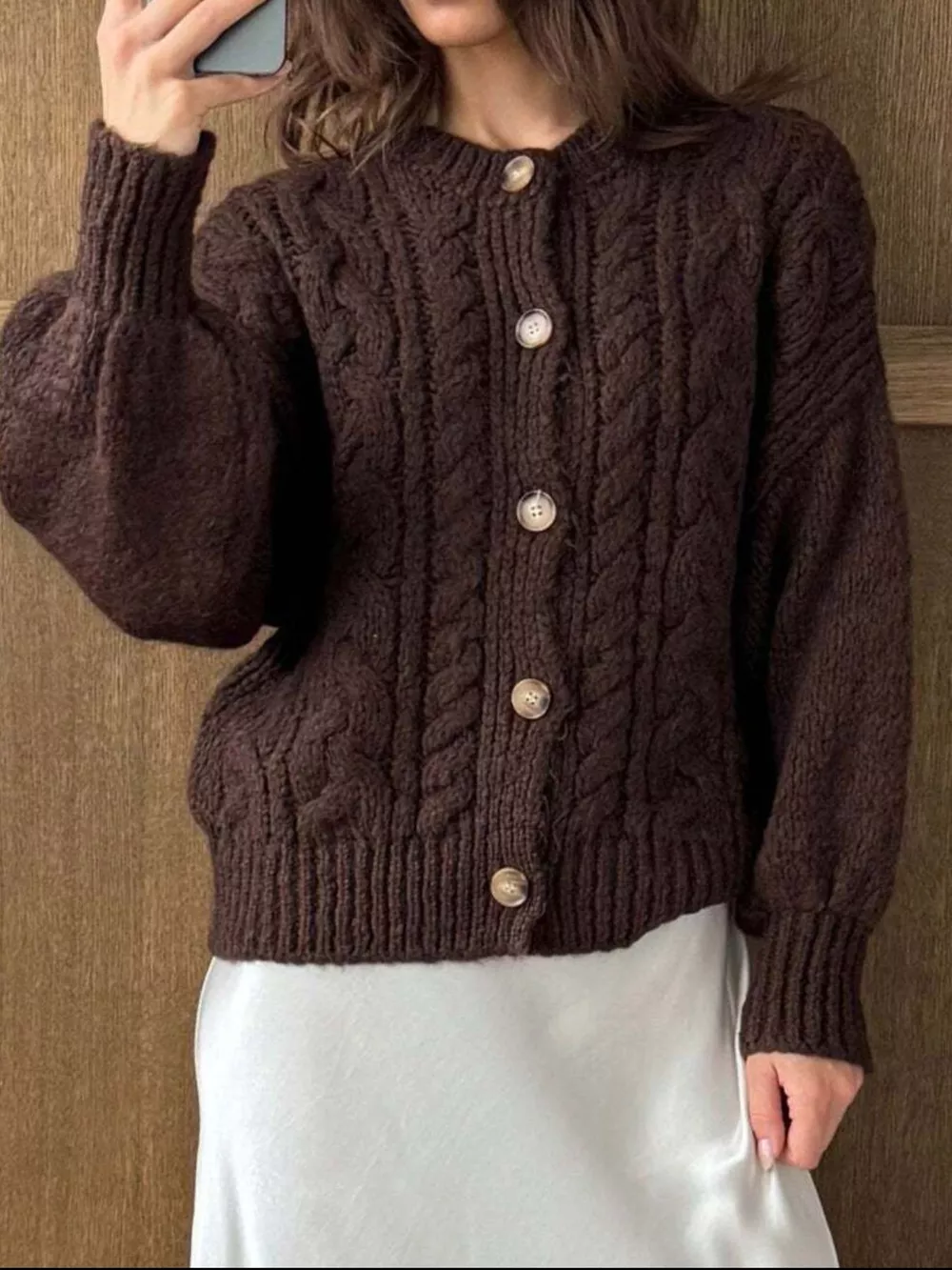 Cable Knit Button-Down Cardigan, image 10