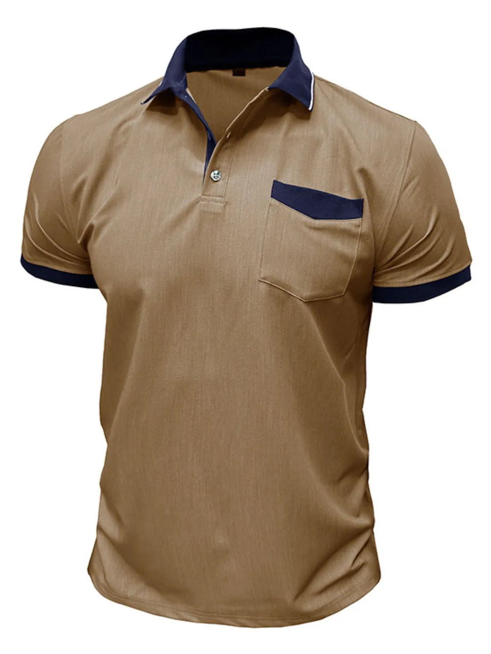 Men's Contrast Collar Pocket Polo Shirt, image 11
