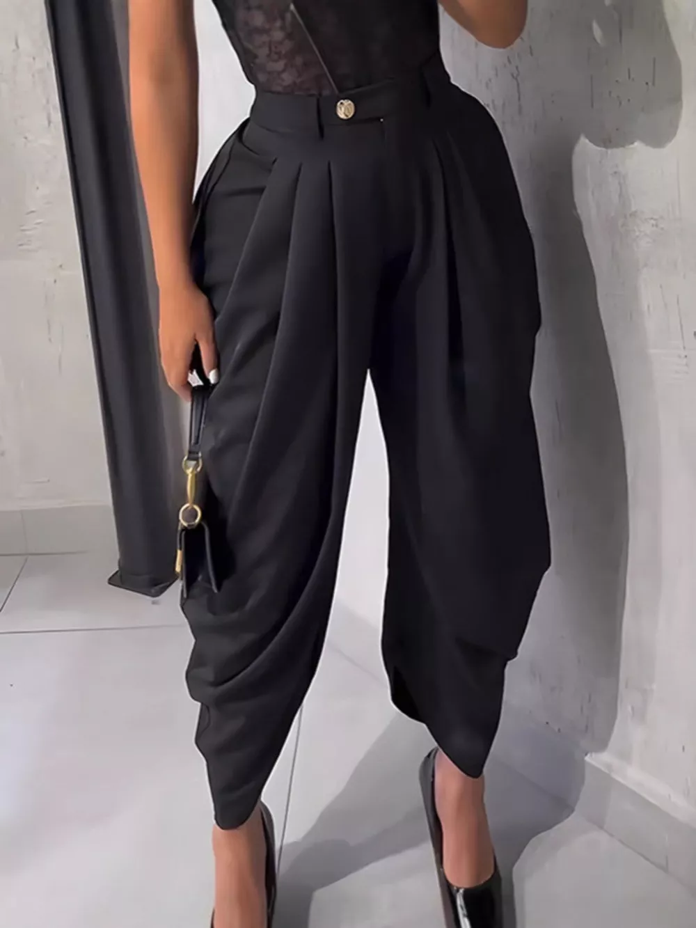 High-Waisted Wide Leg Pleated Pants, image 7