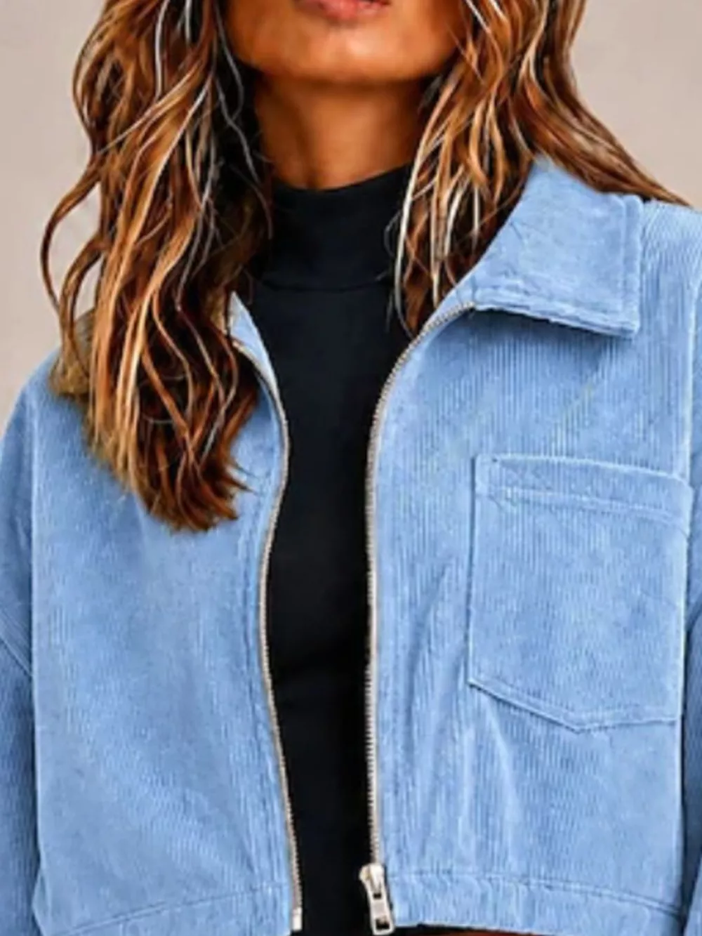 Corduroy Zip Up Cropped Jacket, image 14