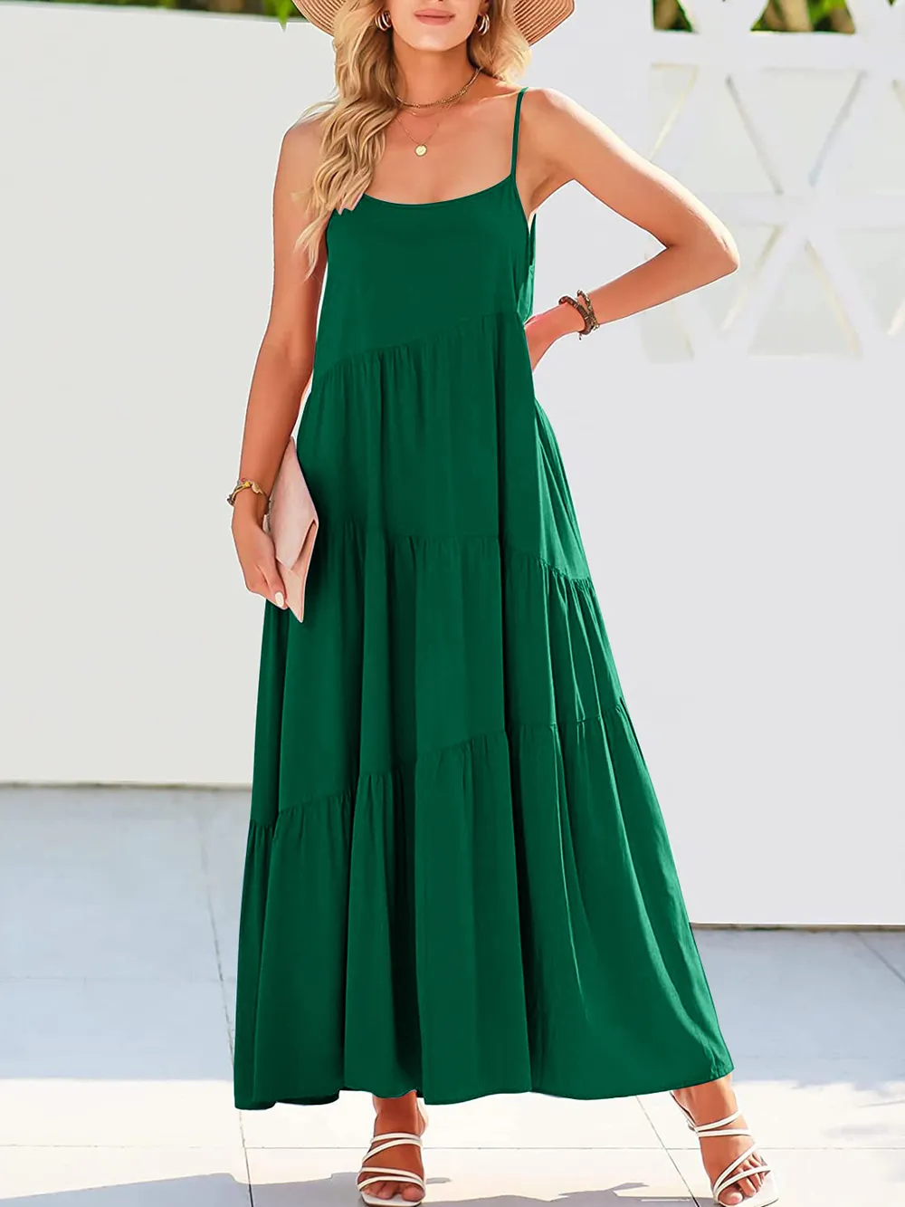 Full Size Ruched Tiered Spaghetti Strap Dress, image 13