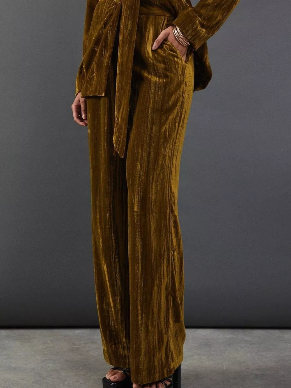 Velvet Lapel Collar Blazer & Pants Set, image 7