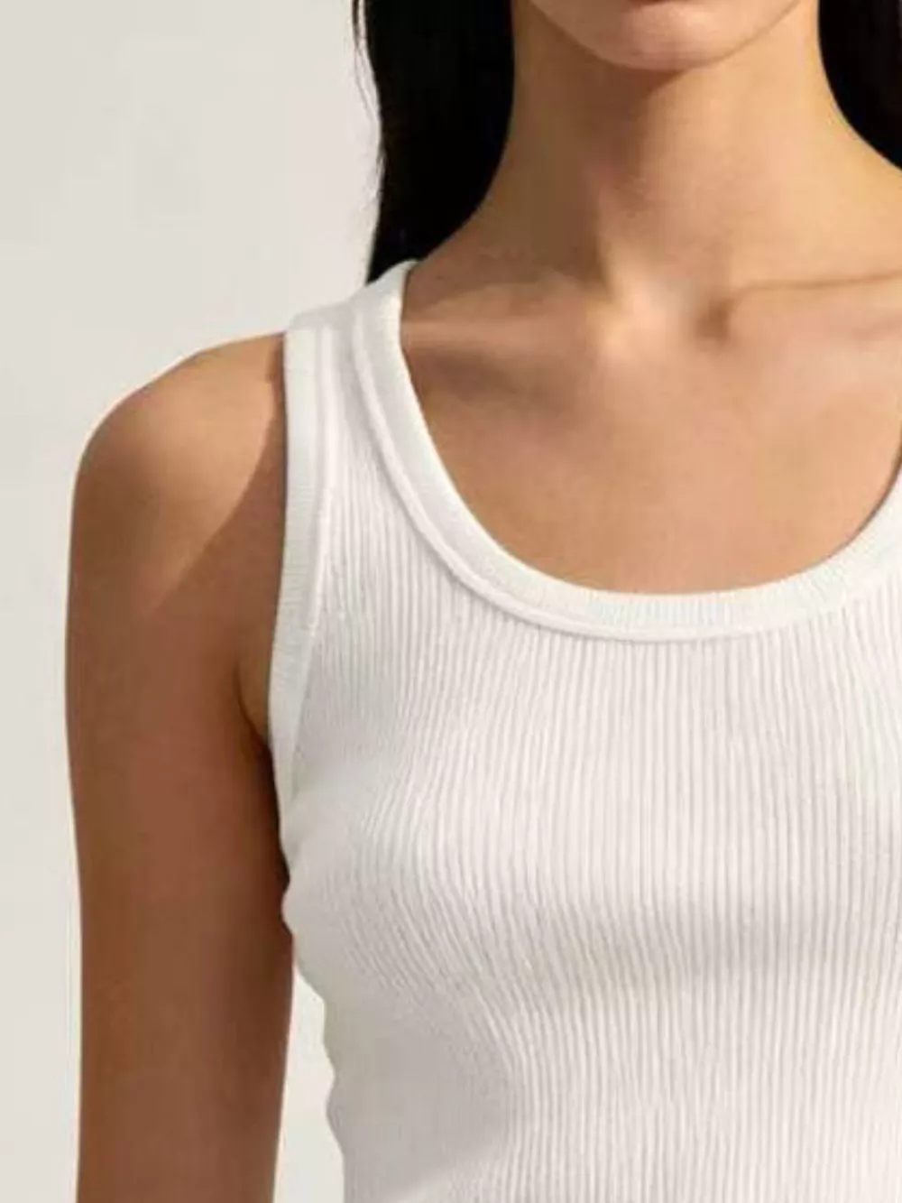 Ribbed Knit U-Neck Tank, image 2
