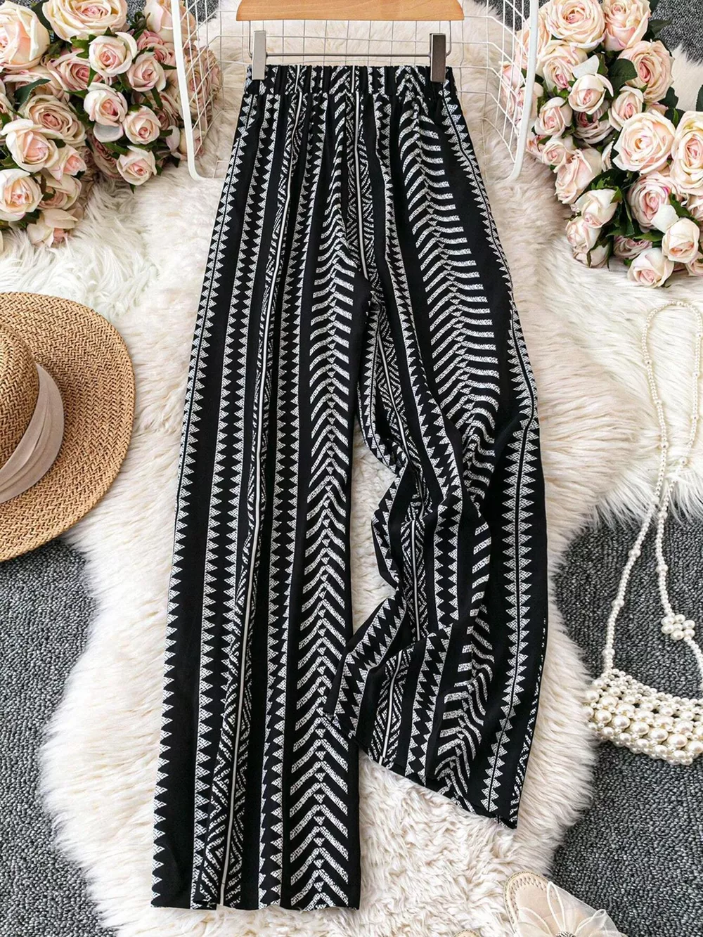 Boho Print Wide Leg Pants, image 7