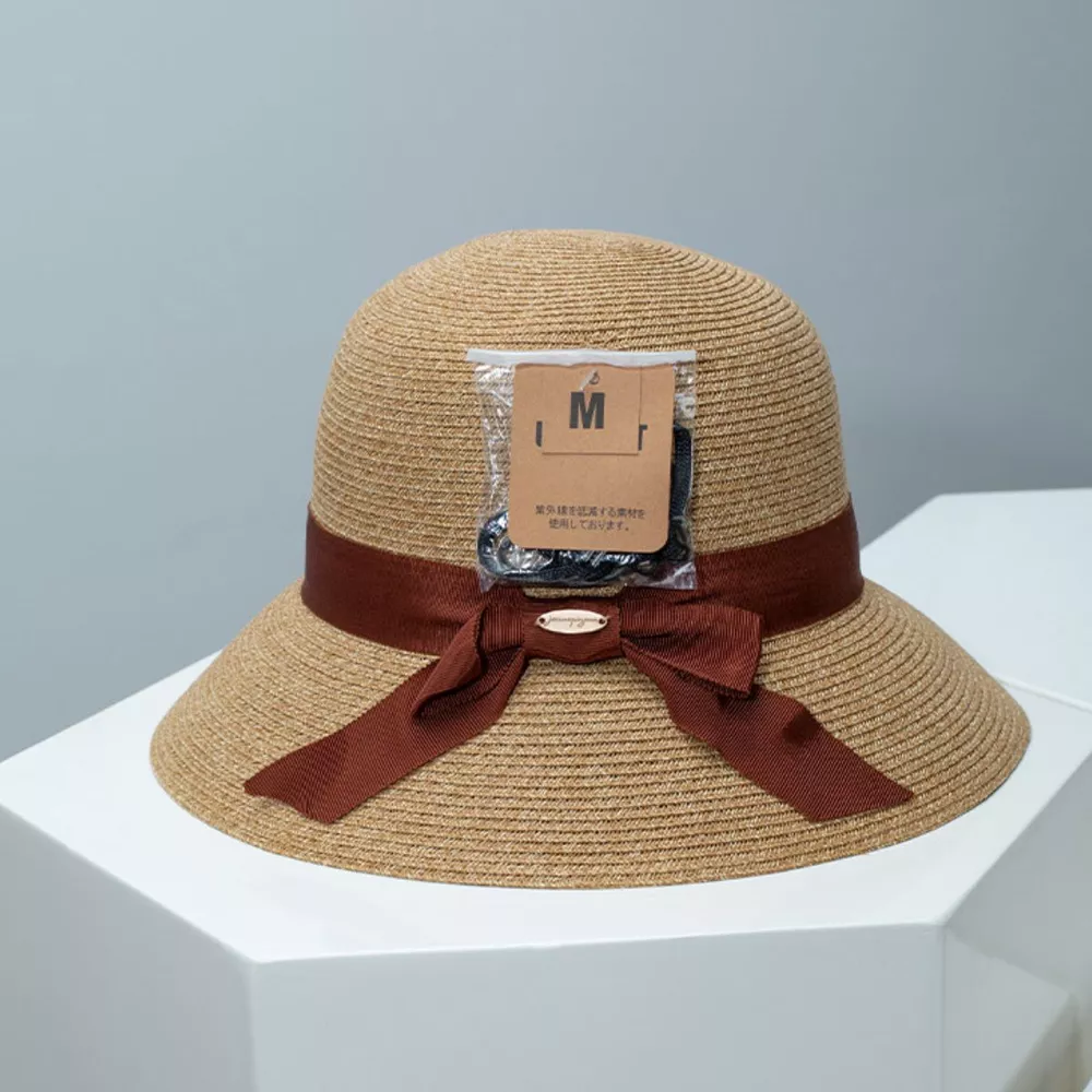 Straw Sun Hat with Ribbon Accent, image 4