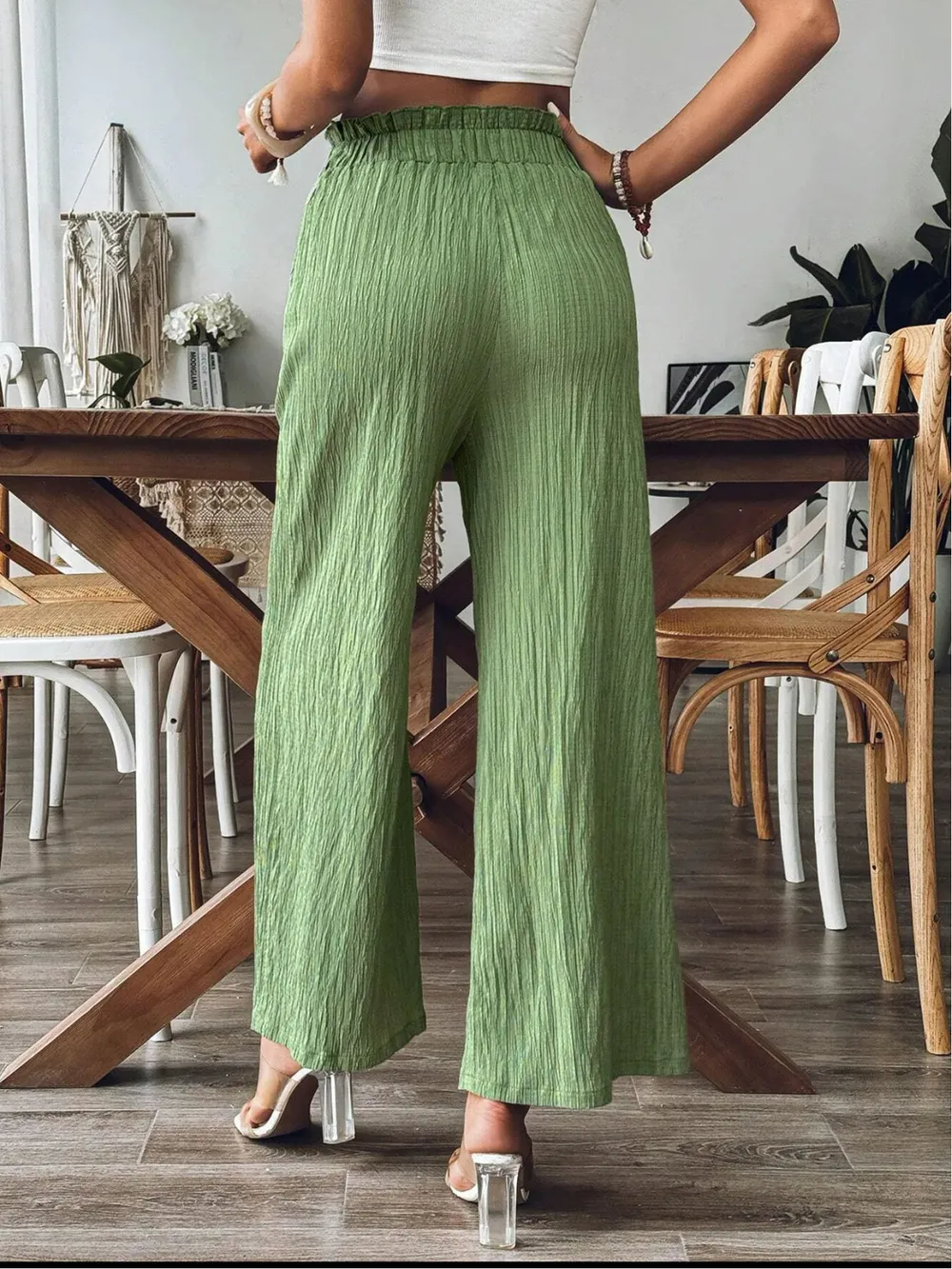 Pocketed Elastic Waist Wide Leg Pants, image 7