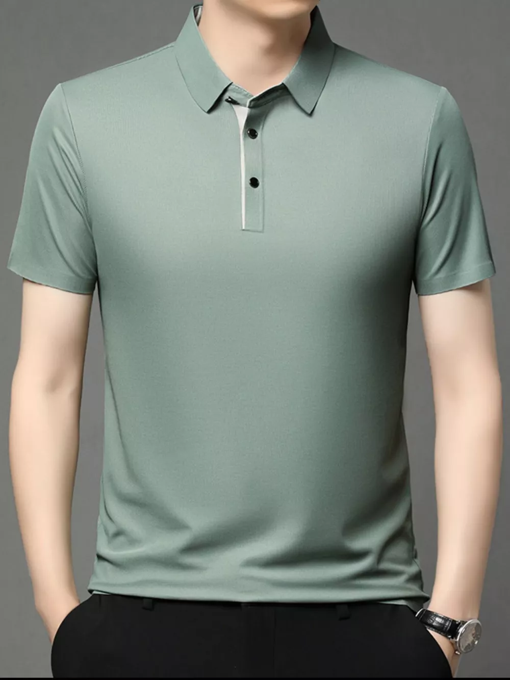 Men's Plus Size Button Detail Short Sleeve Polo, image 8