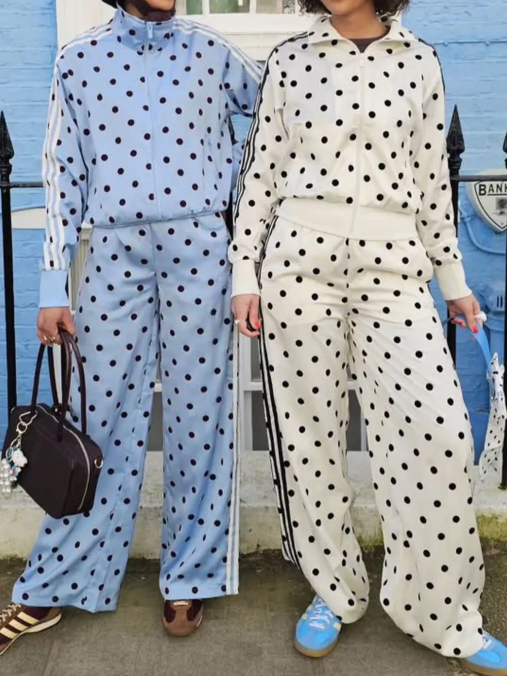 Polka Dot Side Striped Outerwear and Pants Set, image 3