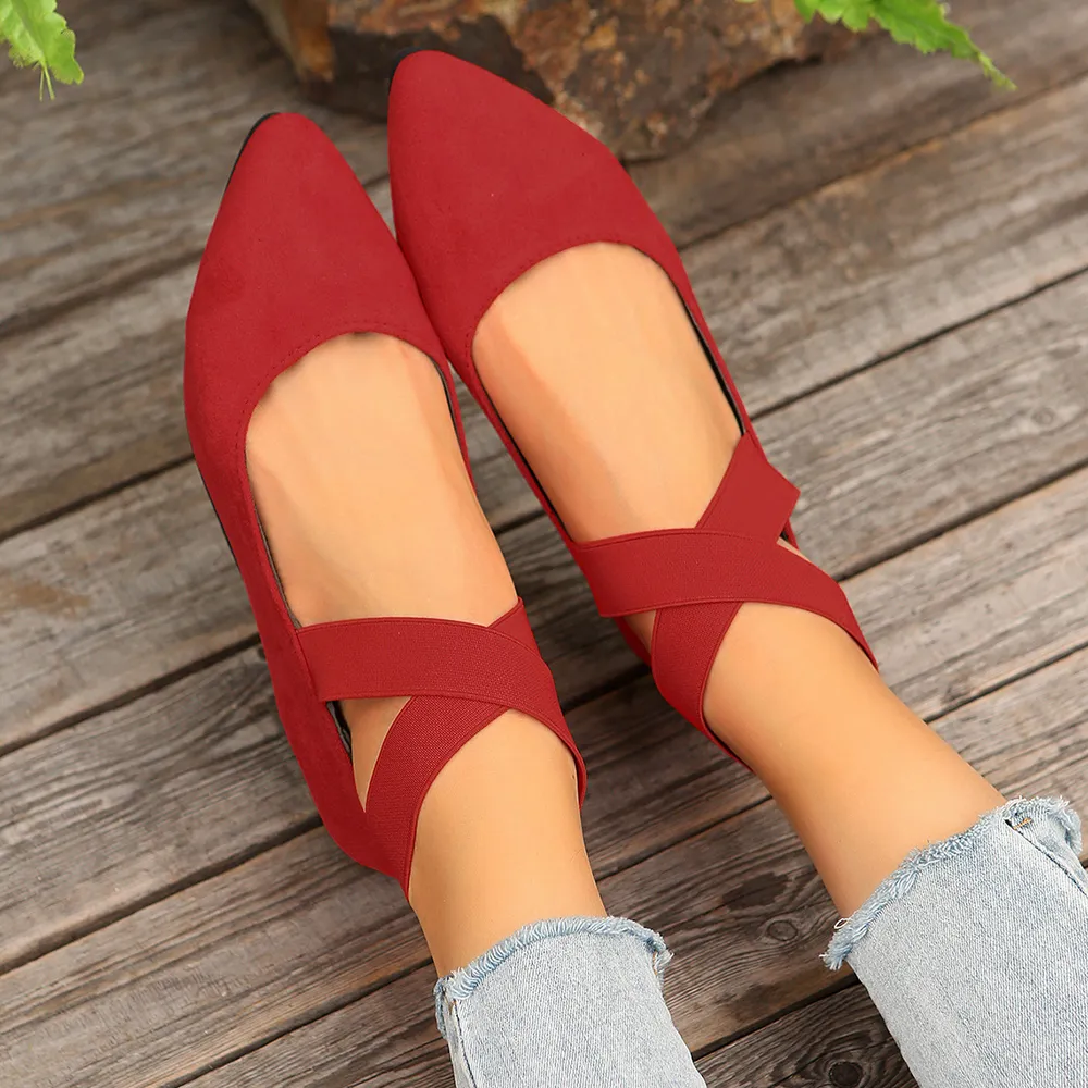 Crisscross Point Toe Flat Slip-Ons, image 4
