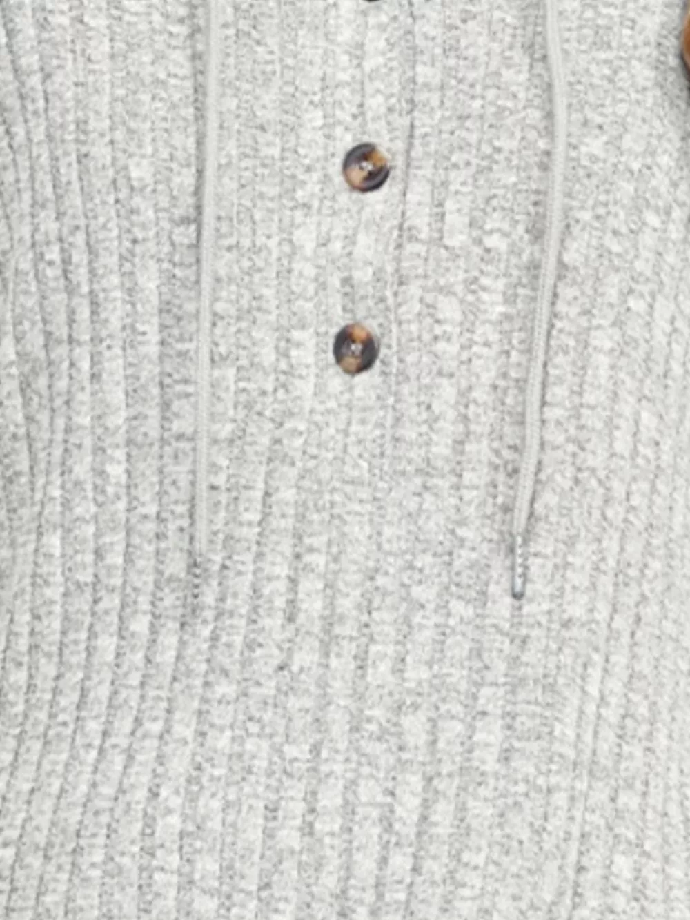 Casual Ribbed Knit Button Detail Hoodie, image 9