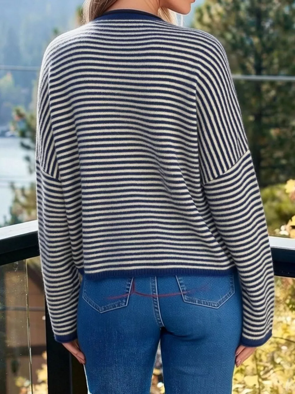 Button-Down Striped Knit Cardigan, image 5