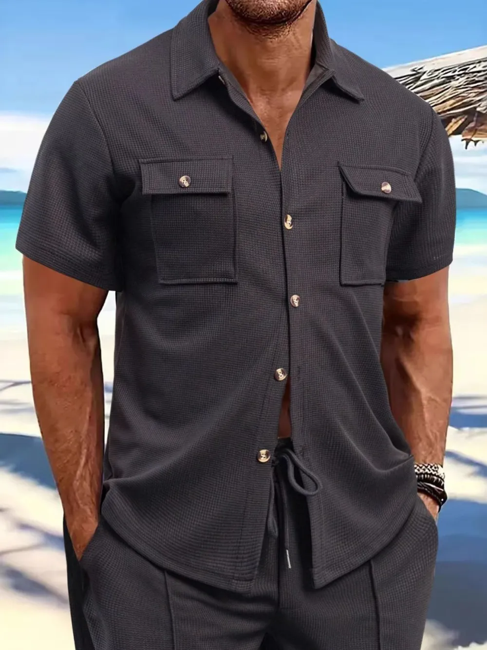 Men's Full Size Button Down Short Sleeve Shirt Plus Size, image 4