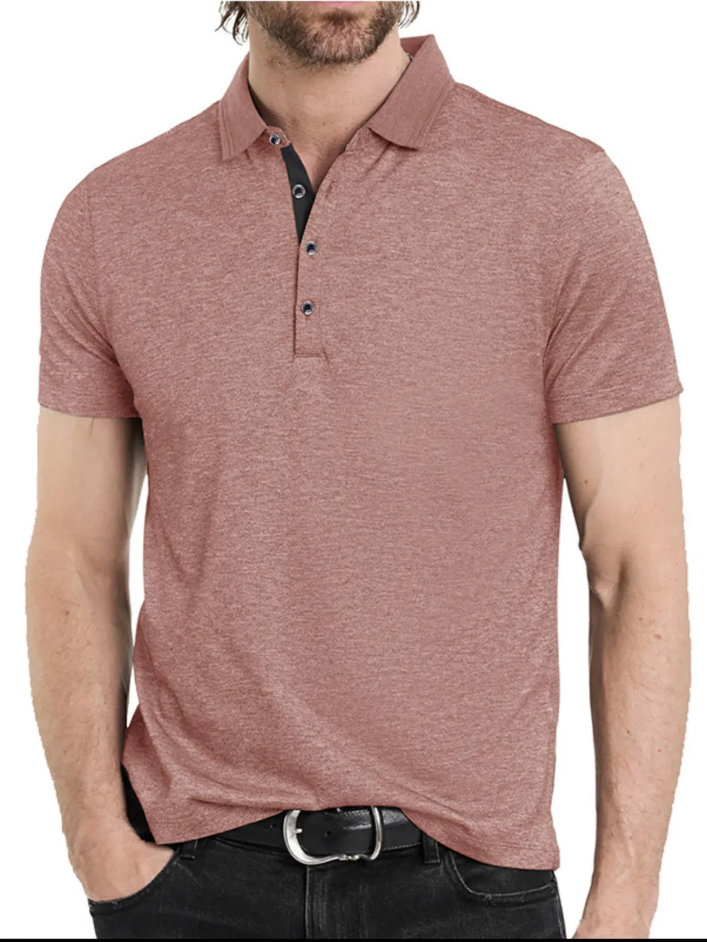 Men's Classic Heathered Short Sleeve Polo Shirt, image 2