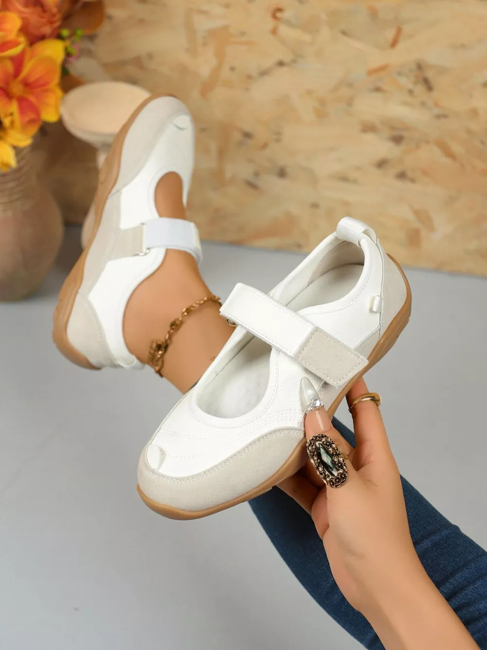 Round Toe Flats Velcro Strap Loafers, image 8