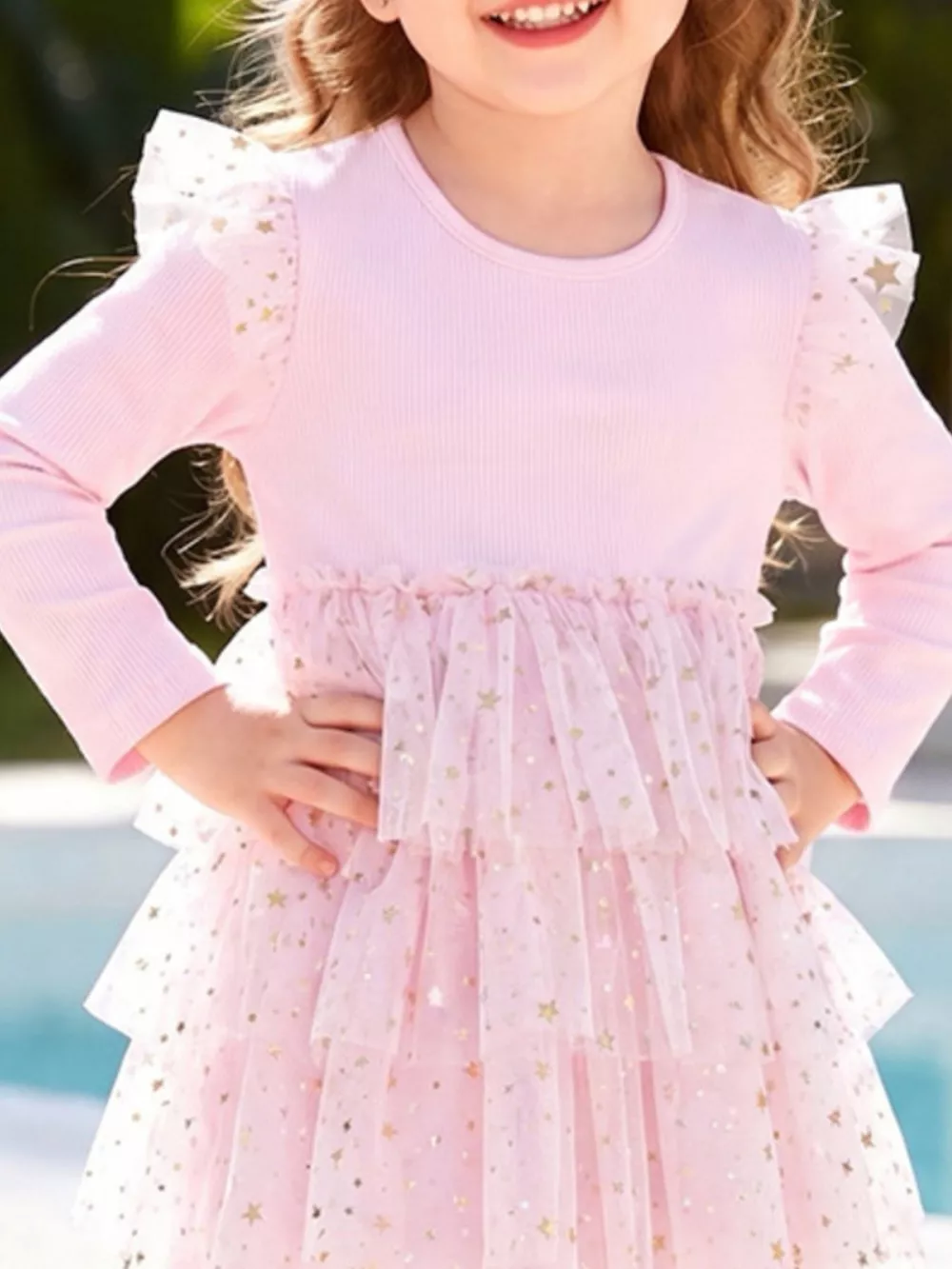 Children's Long Sleeve Tulle Layered Dress, image 3