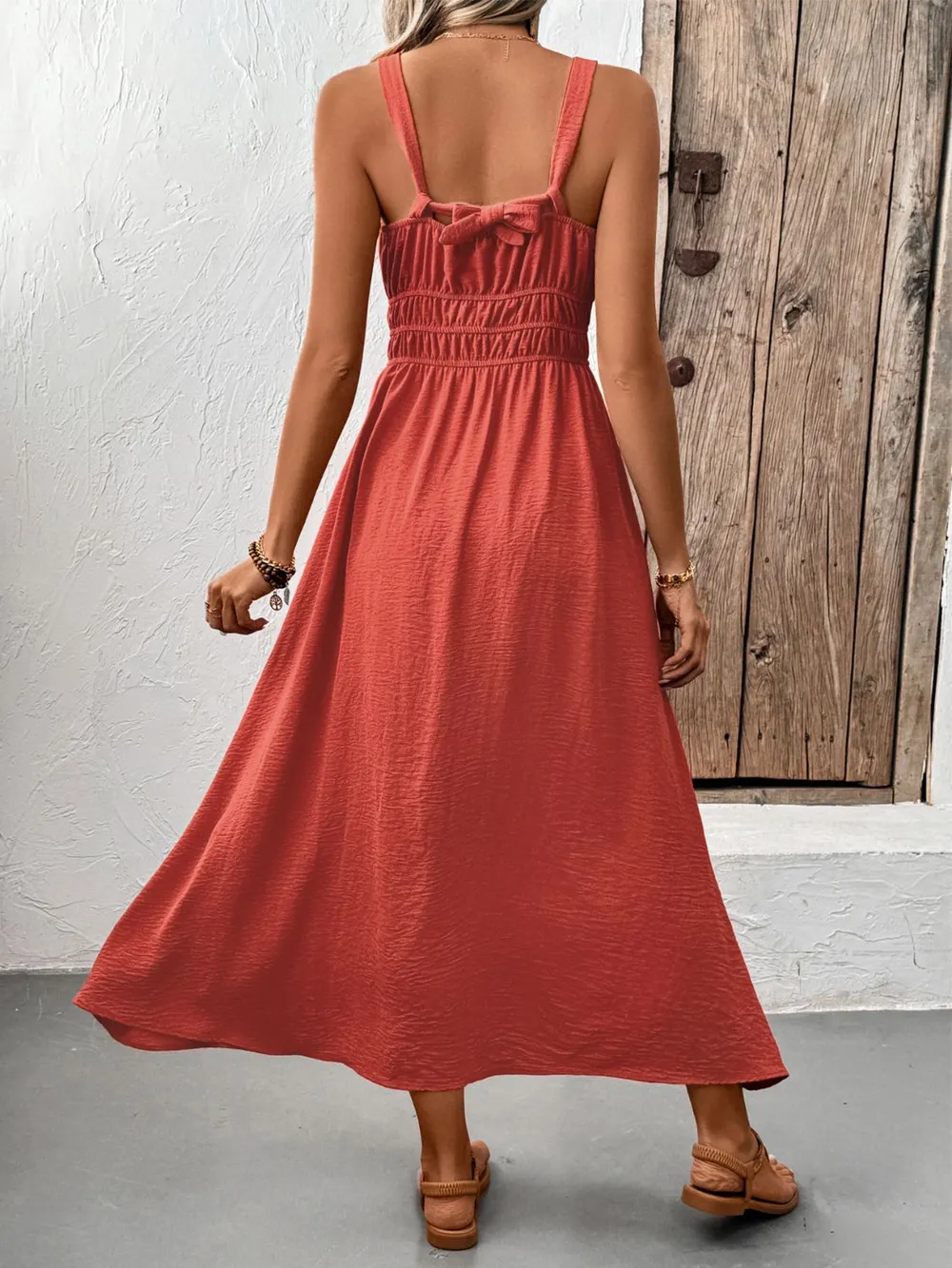 V-Neck Wide Strap Midi Cami Dress, image 5