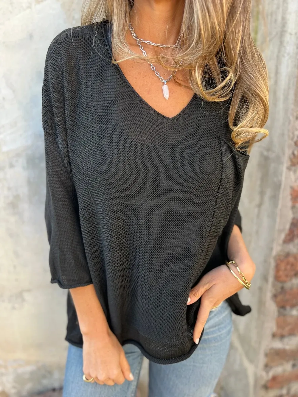Full Size Casual V-Neck Knit Sweater Plus Size, image 11