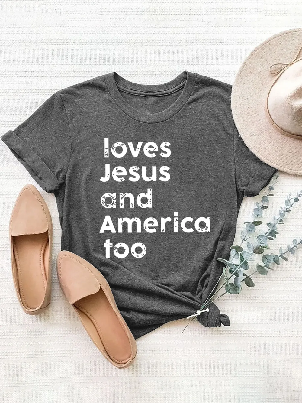 Letter Graphic Round Neck Short Sleeve T-Shirt, image 5
