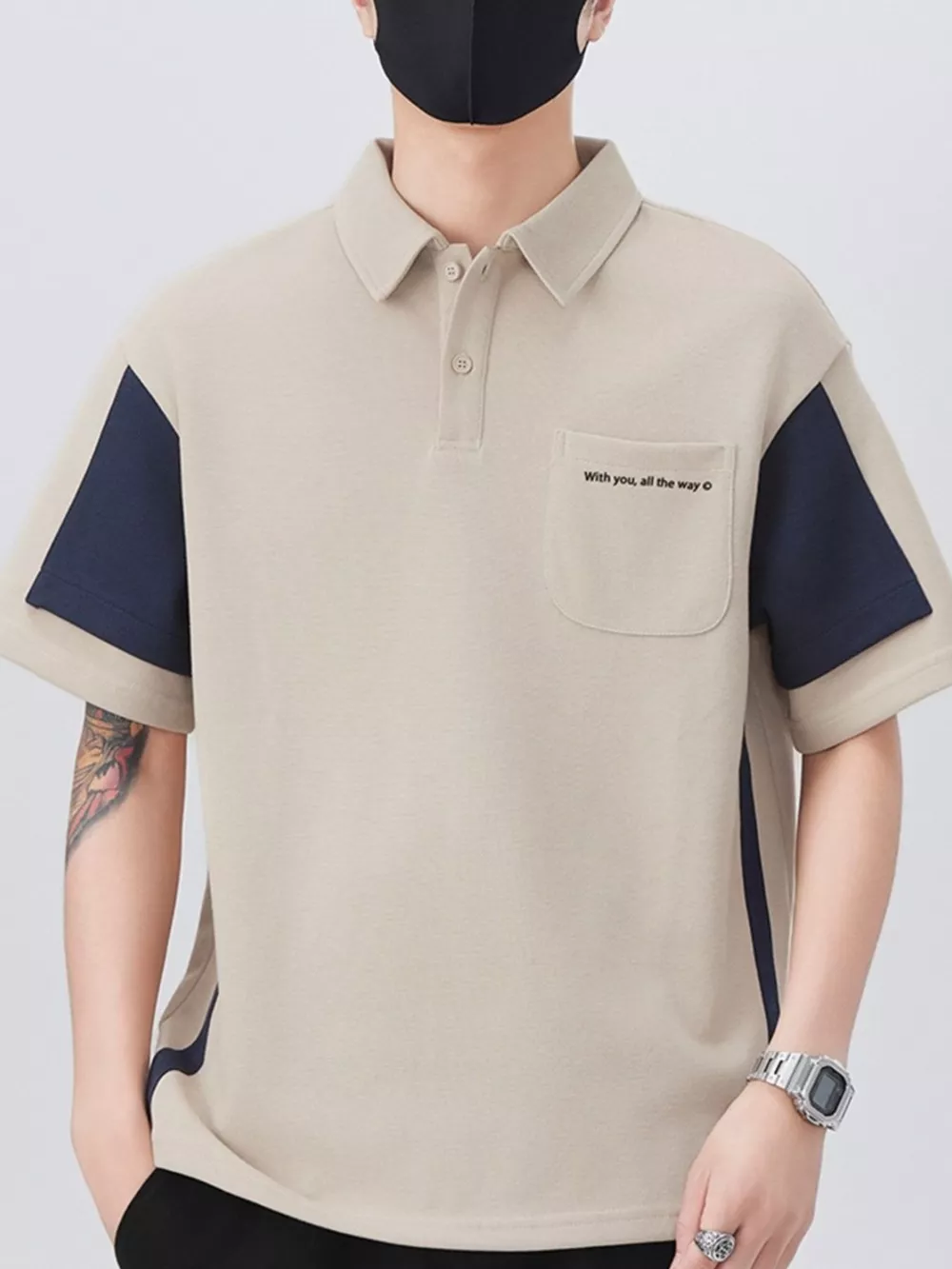 Men's Plus Size Button Detail Short Sleeve Polo, image 7