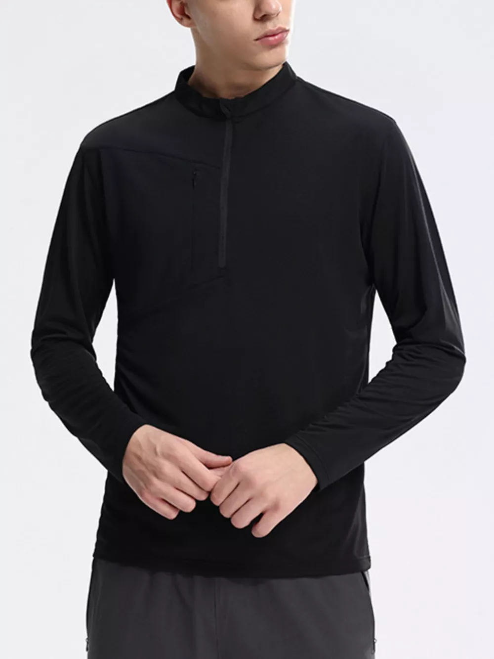 Men's Plus Size Slim Fit Quarter-Zip Sweatshirt
