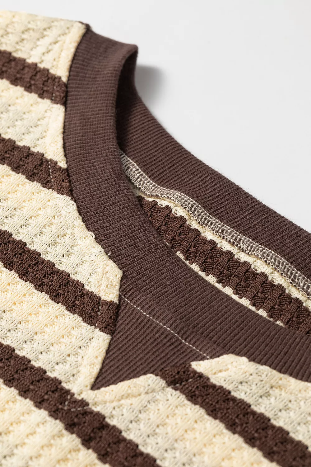 Stripe Patchwork Ribbed Cuff Casual Pullover Sweatshirt, image 10
