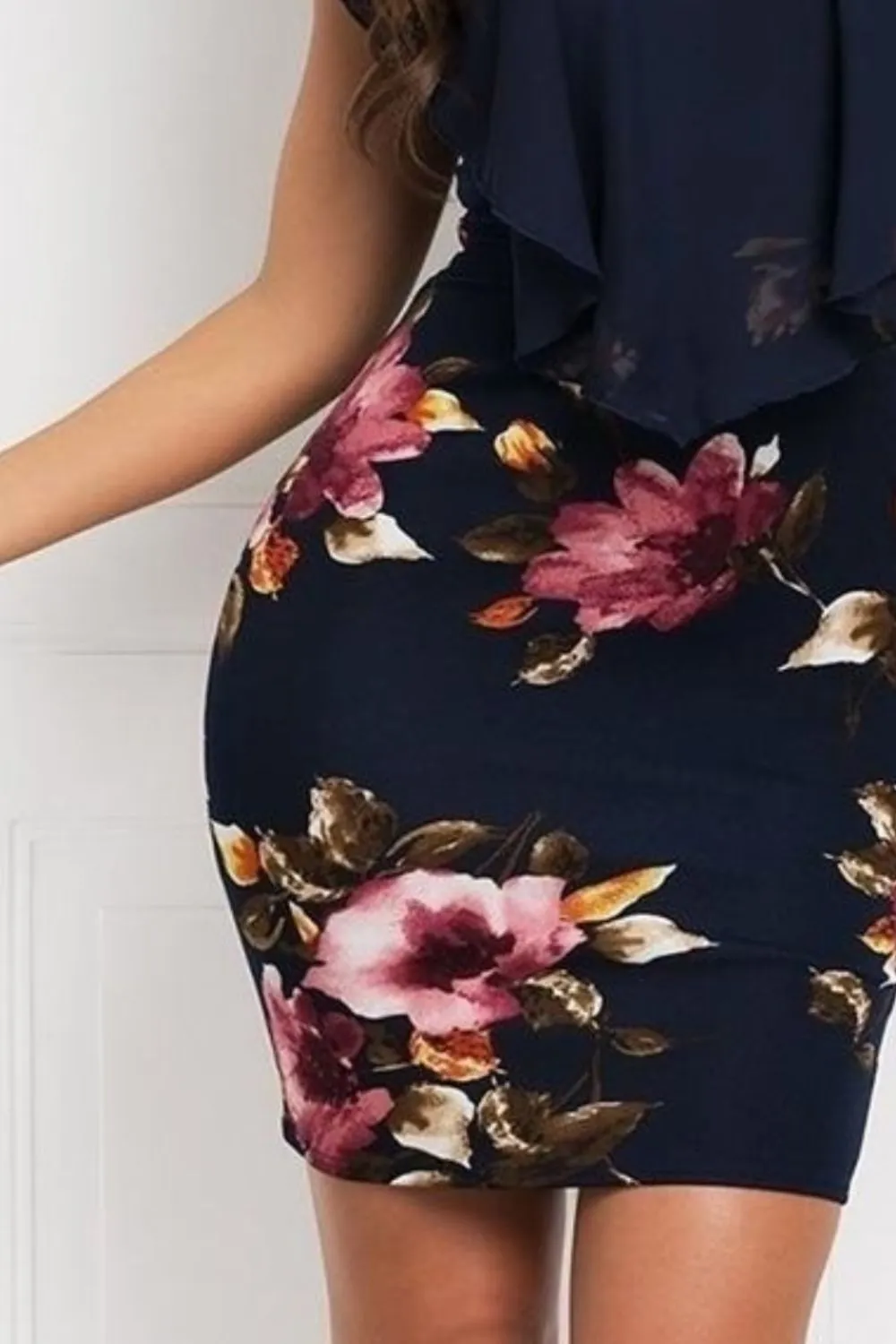 Printed Ruffled Cap Sleeve Mini Dress, image 6