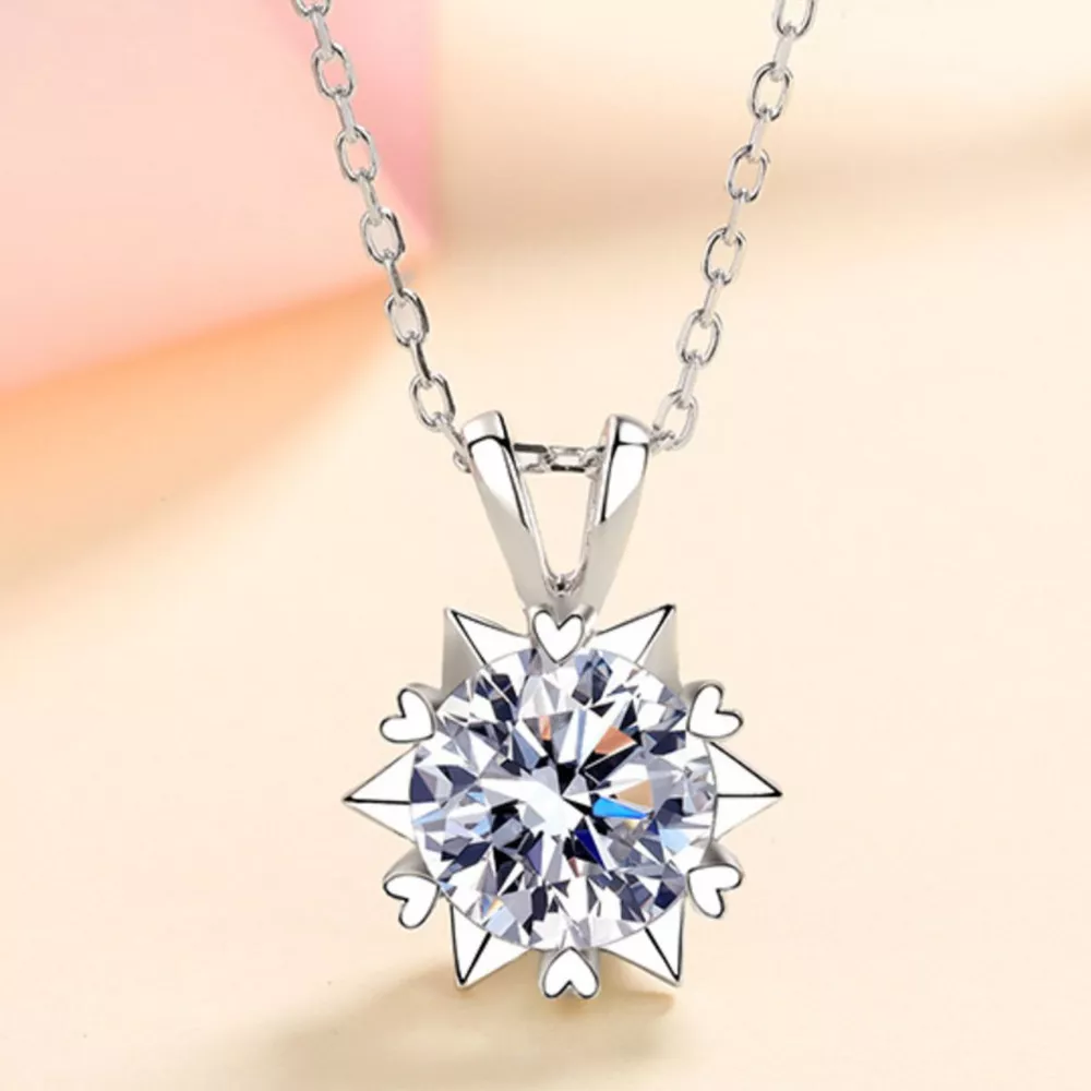1 Carat 925 Sterling Silver Moissanite Pendant Necklace, image 4