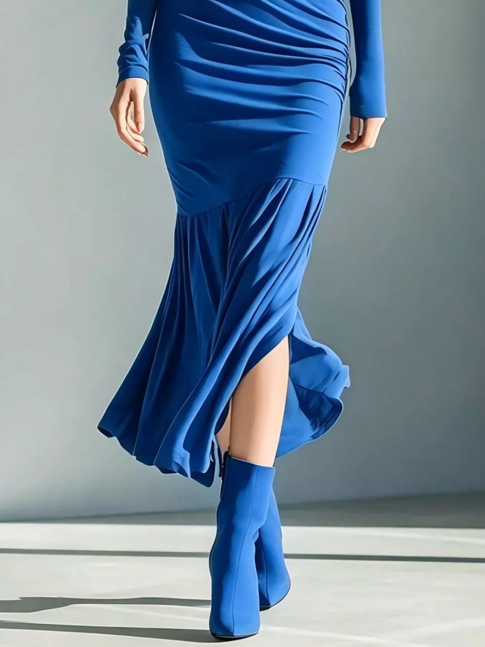 Full Size Slit Turtleneck Ruched Bodycon Mermaid Dress Plus Size, image 12