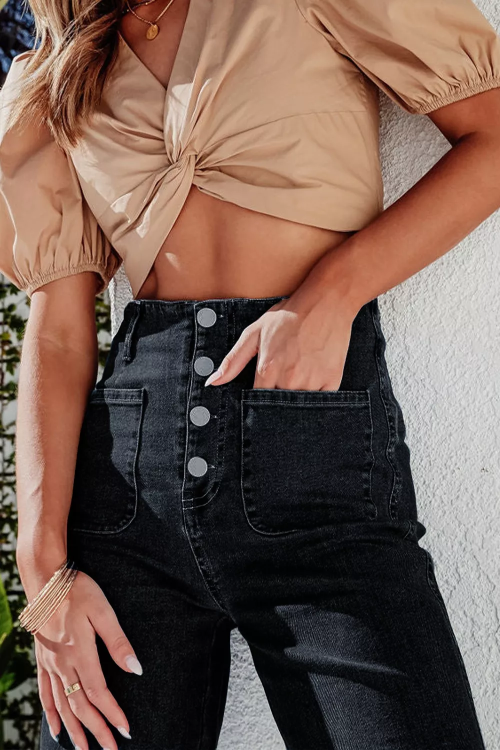 High-Waisted Button-Fly Wide-Leg Jeans, image 8