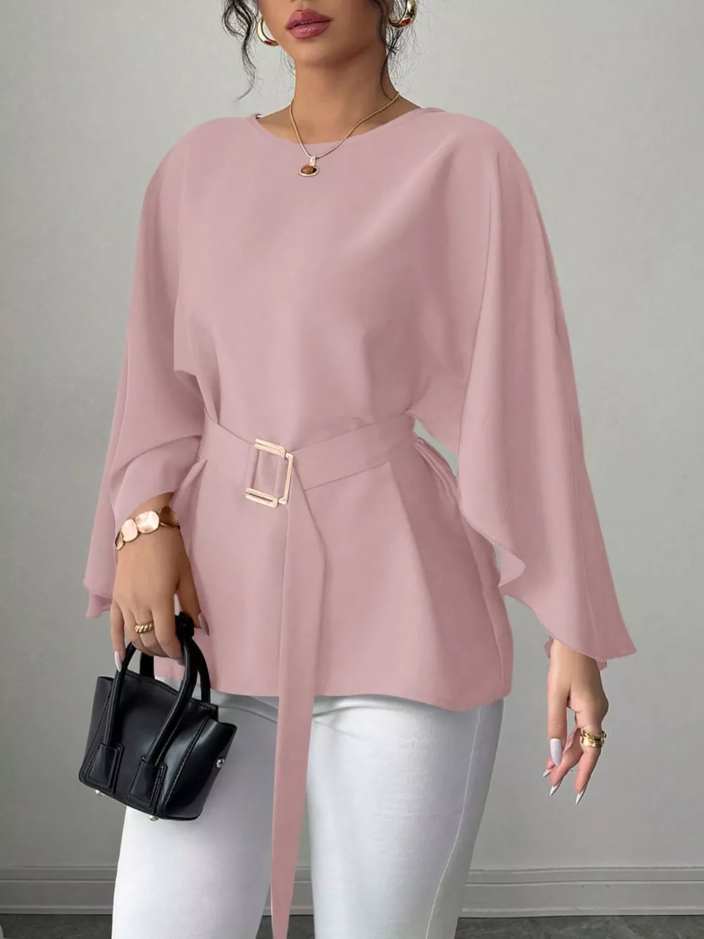 Batwing Sleeve Belted Blouse, image 20