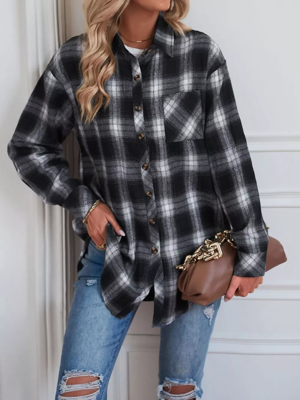 Casual Plaid Button Up Shirt, image 2