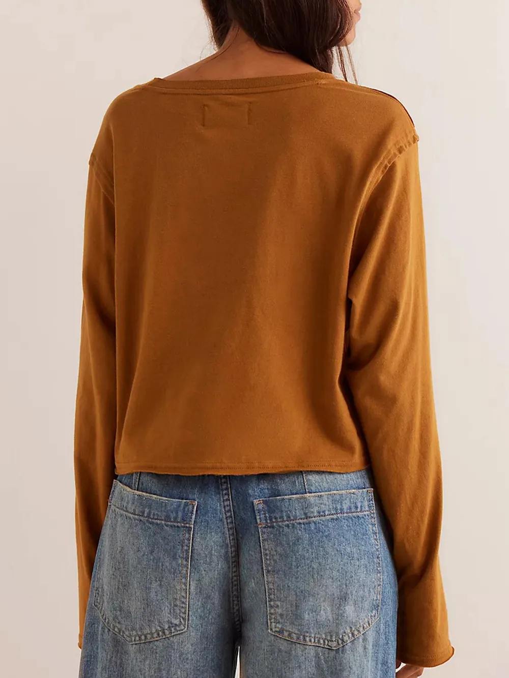 Round Neck Long Sleeve Cropped T-Shirt, image 6