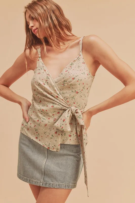 Ditsy Floral Surplice Adjustable Straps Cami, image 3