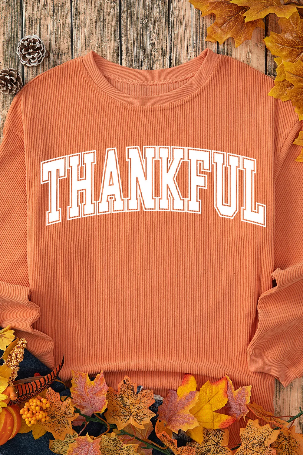 THANKFUL Round Neck Long Sleeve Sweatshirt, image 3