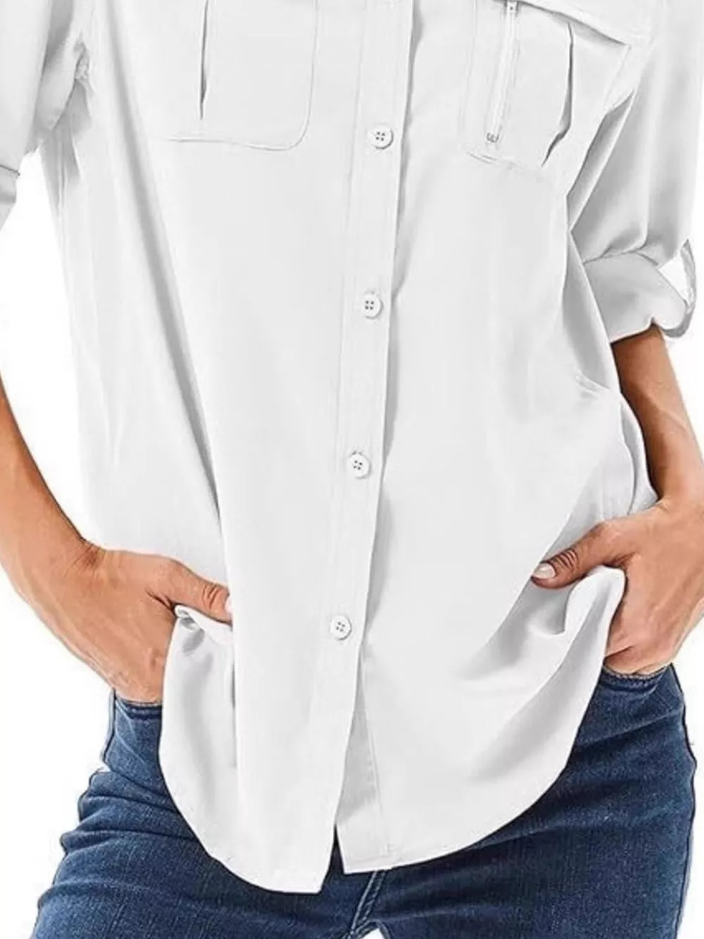 Full Size Roll-Up Sleeve Button Up Shirt Plus Size, image 23
