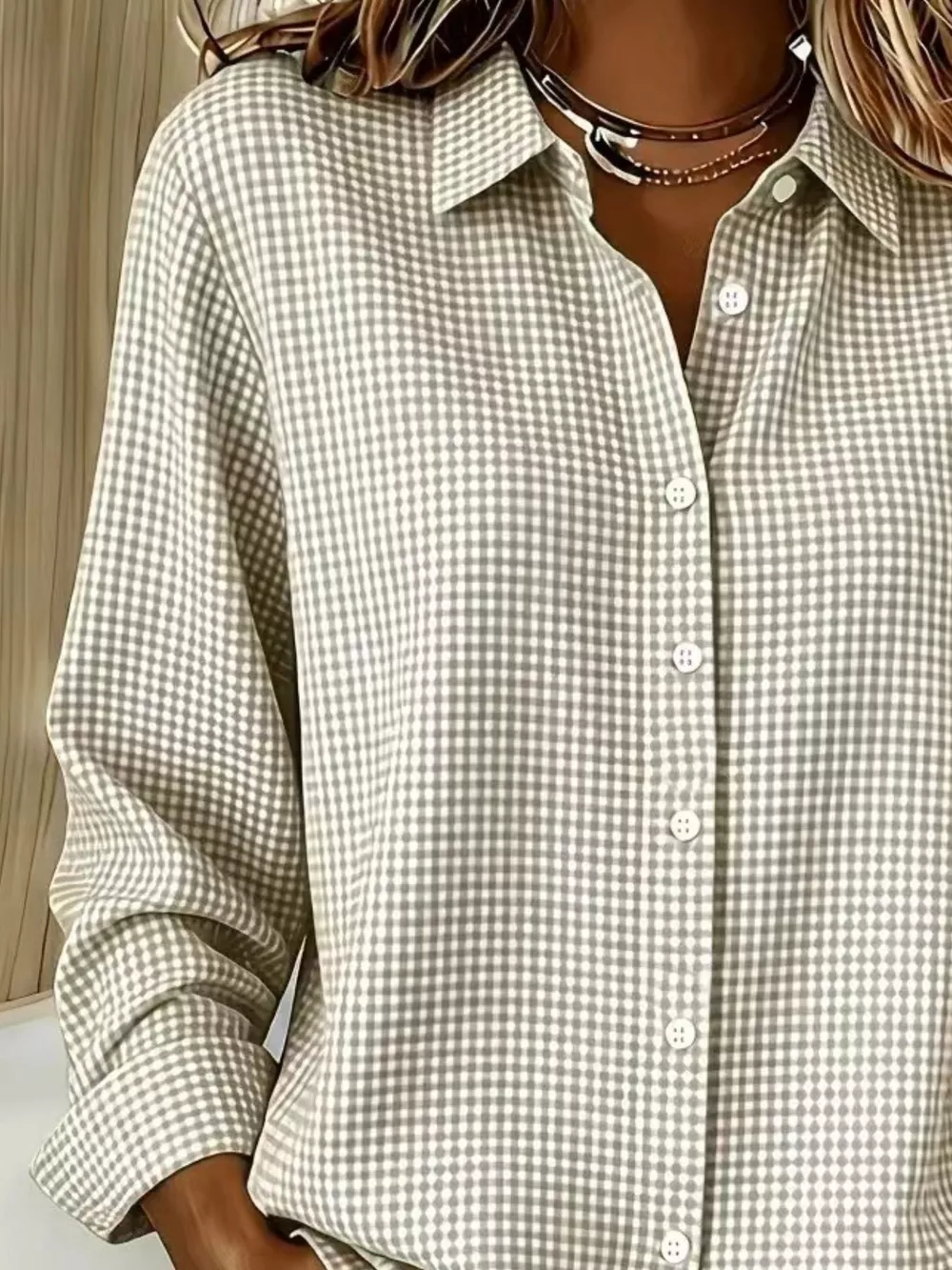 Full Size Plaid Button Up Long Sleeve Shirt Plus Size, image 8