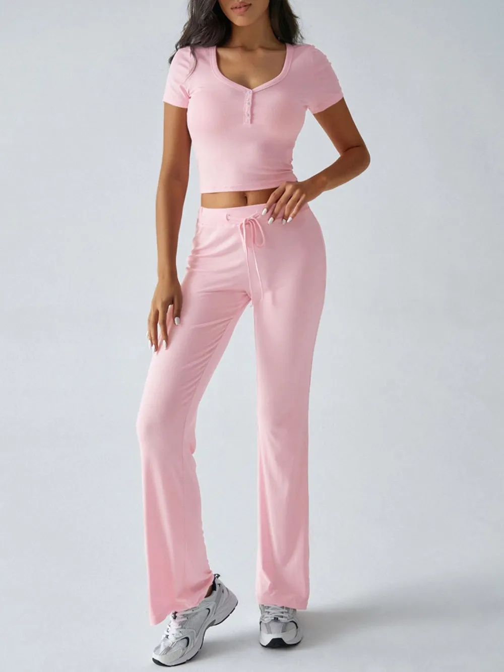 Short Sleeve Top and Drawstring Pants Set, image 7