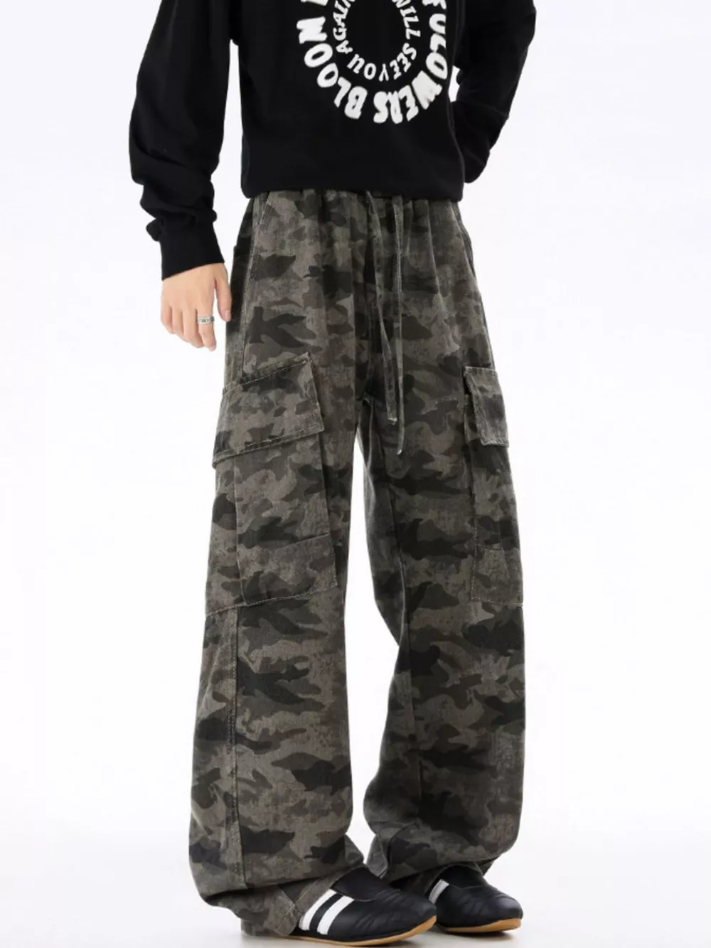 Men's Plus Size Camouflage Wide Leg Pants, image 3