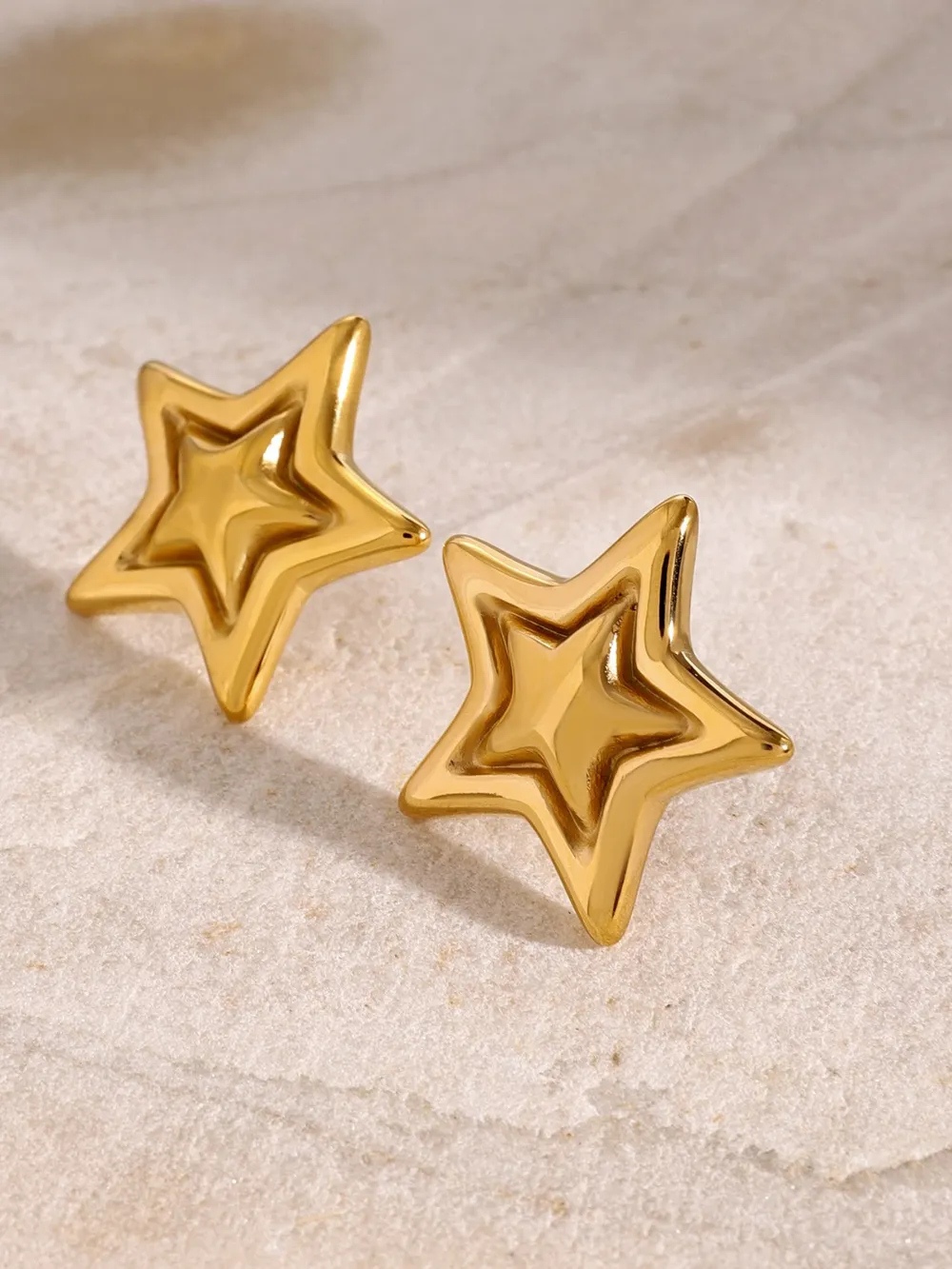 Stainless Steel Star Stud Earrings, image 5
