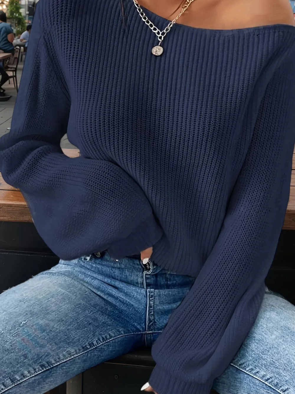 One-Shoulder Ribbed Knit Top with Relaxed Fit, image 13