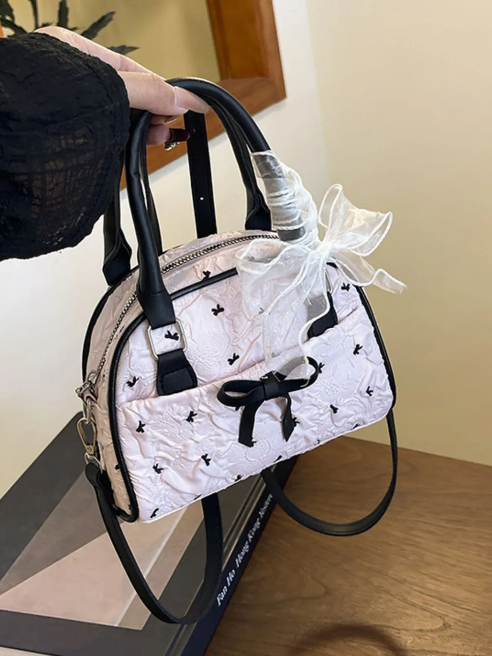 Ruched Bow Crossbody Bag, image 2