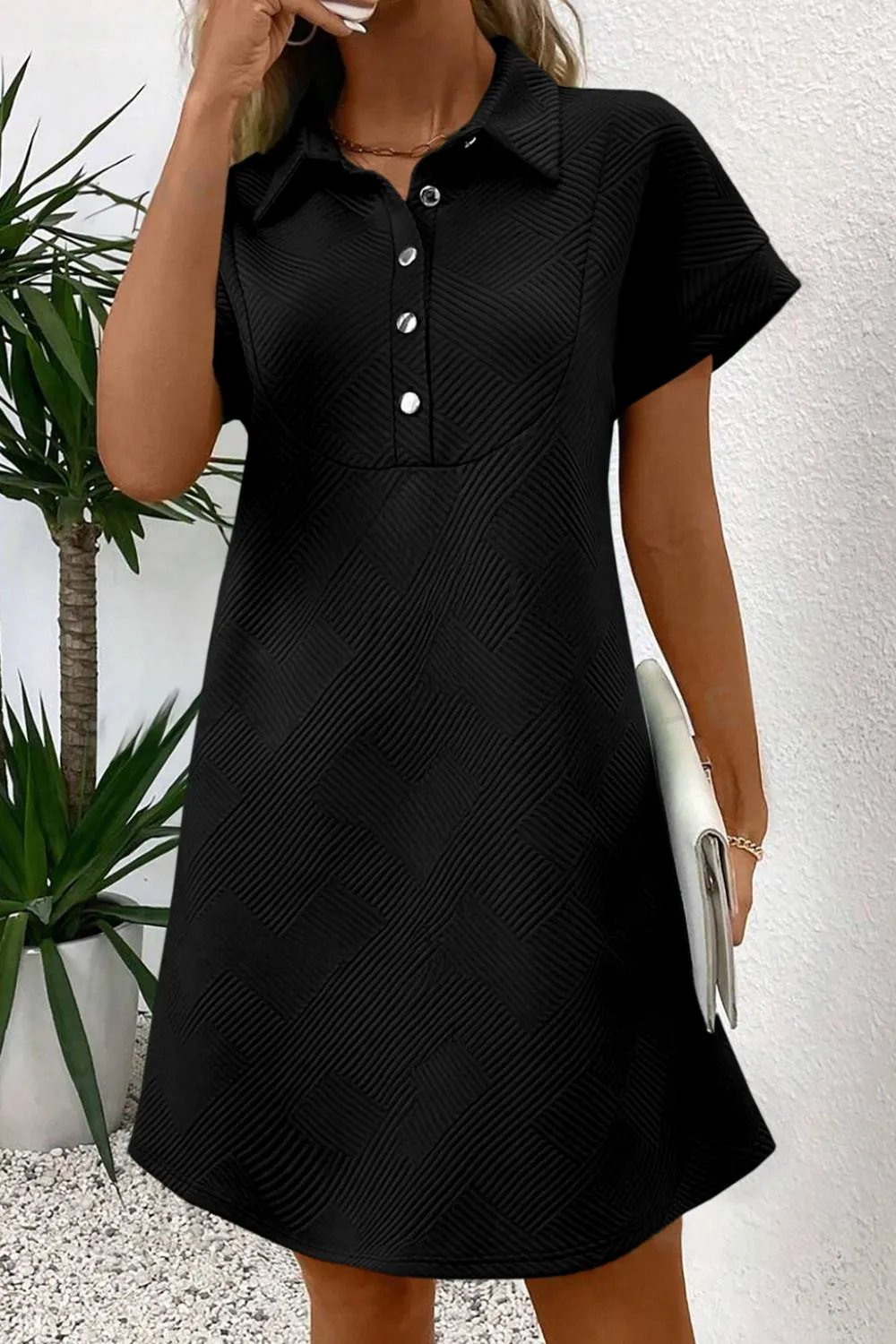 Button Front Short Sleeve Mini Dress, image 13