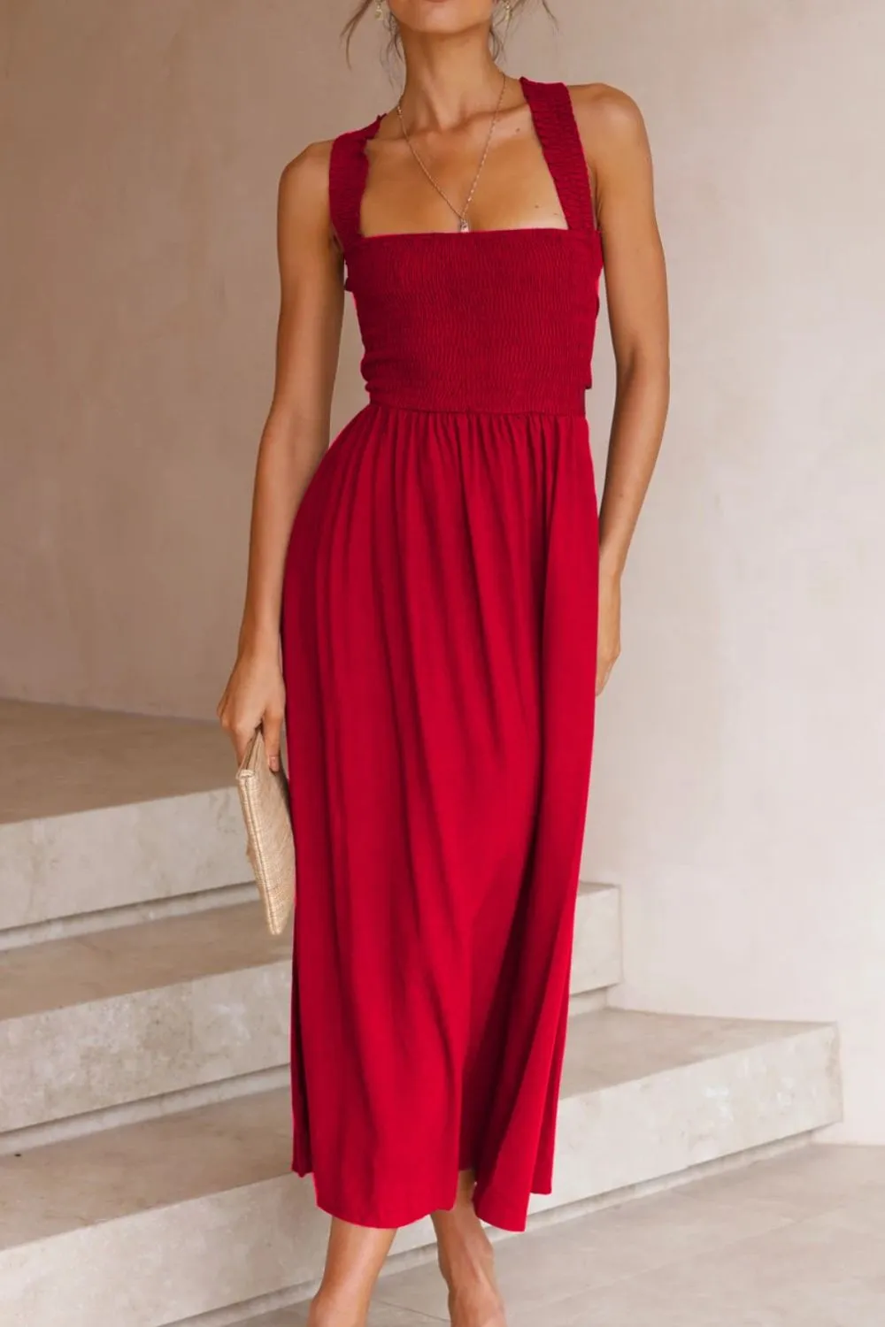 Crisscross Smocked Wide Strap Dress, image 7