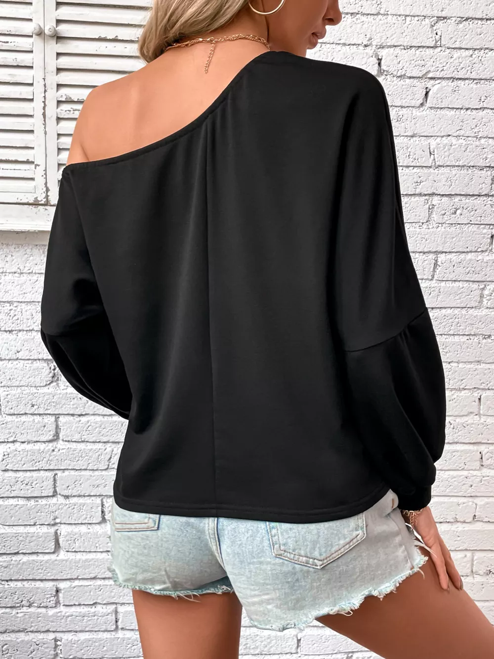 One-Shoulder Long Sleeve Casual Sweatshirt, image 5