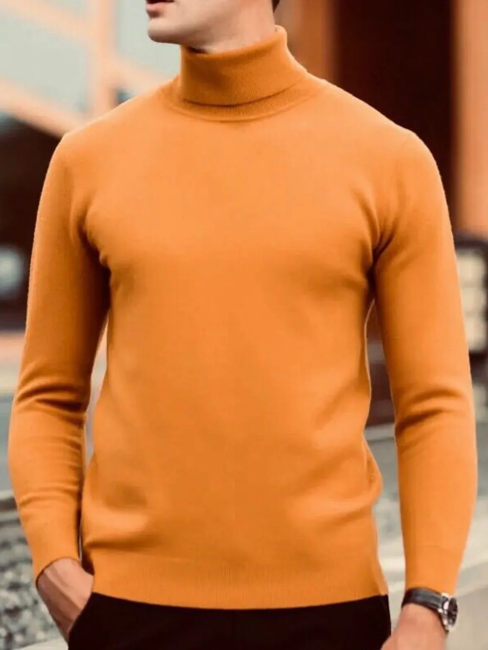 Men's Plus Size Turtleneck Long Sleeve Sweater, image 5