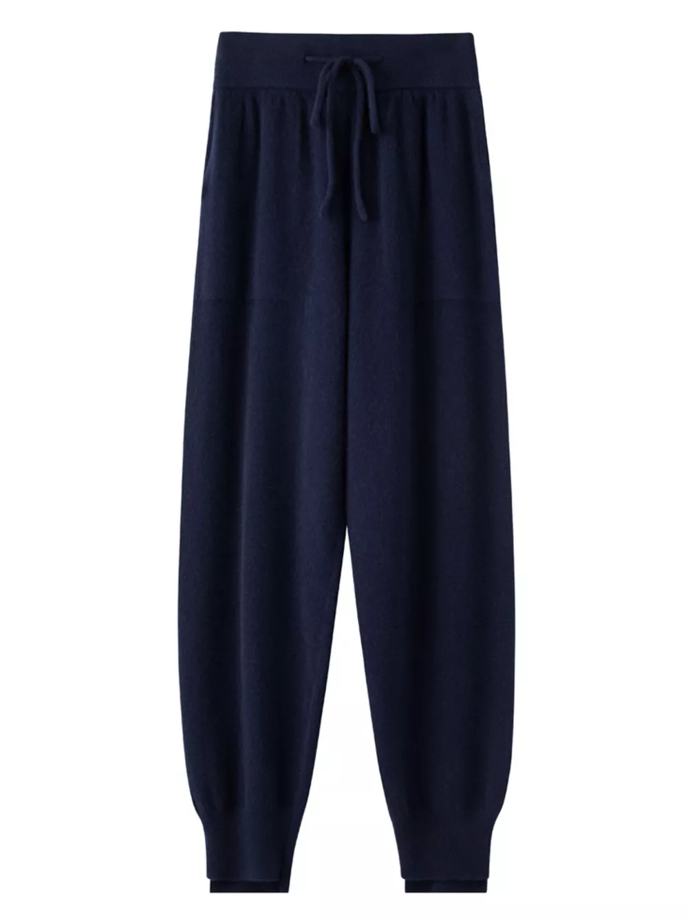 High-Waisted Drawstring Wool Sweater Pants