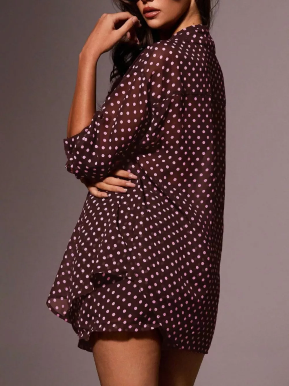 Polka Dot Button Up Shirt and Shorts Set, image 8